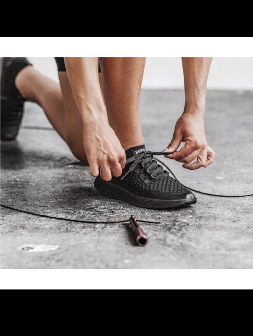 NOBULL Black Knit Lace-Up Training Sneakers